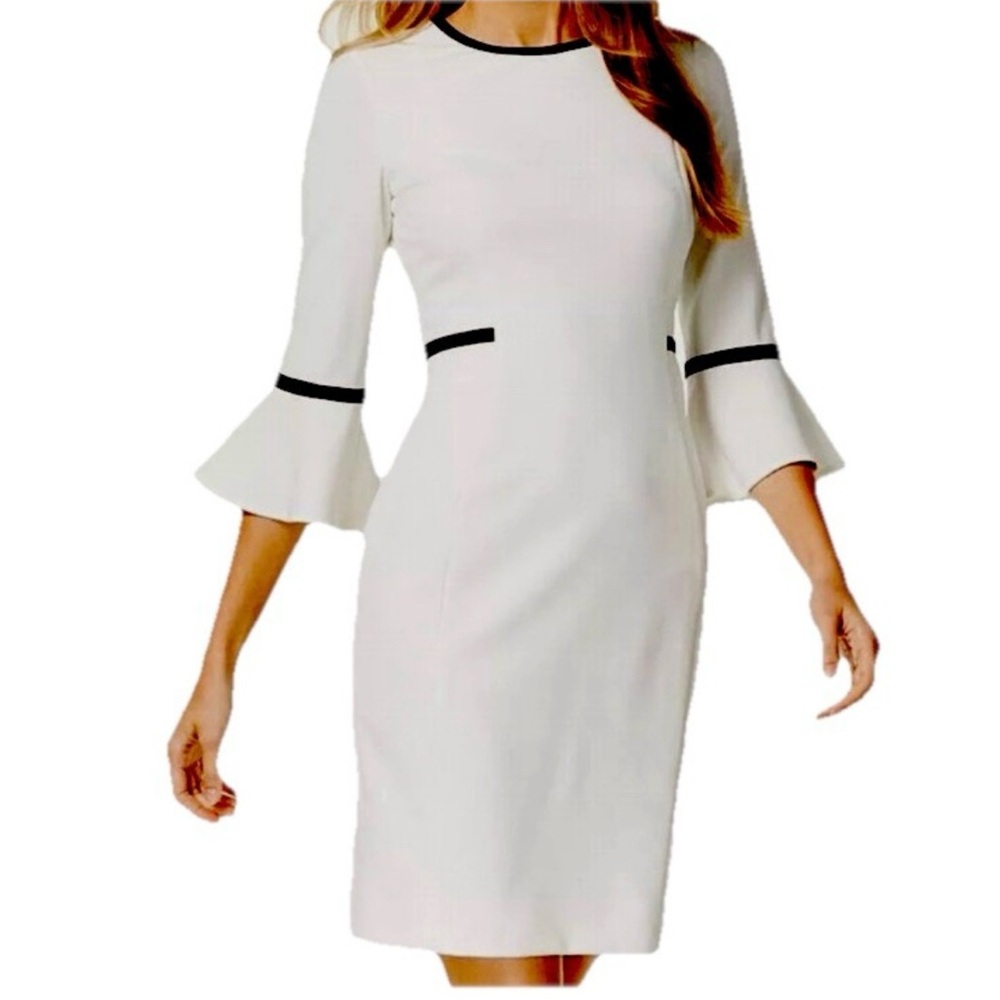 Calvin Klein White Dress with Black Trim